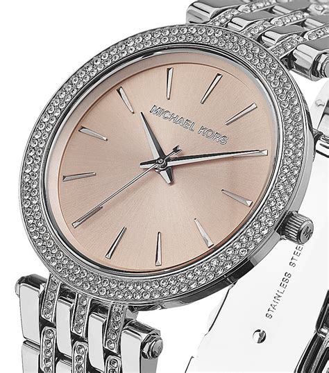 michael kors women's silver watch|Michael Kors silver diamond watch.